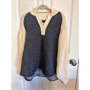 WE THE FREE Marco Polo Long-Sleeve Sweater Top in Navy Combo Medium